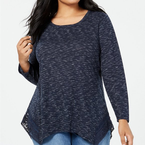 Style & Co. Tops - Style & Co Plus Size Lace Handkerchief Hem Top